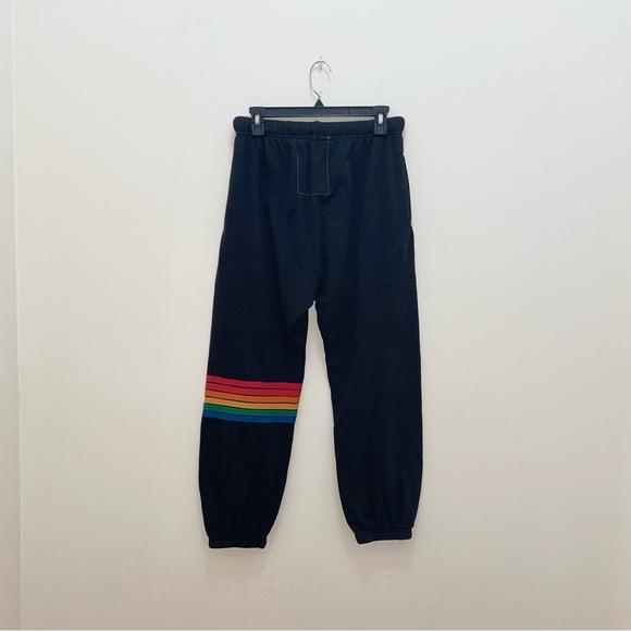 AVIATOR NATION Charcoal Rainbow Stitch jogger Sweatpants Size Medium - Picture 3 of 11